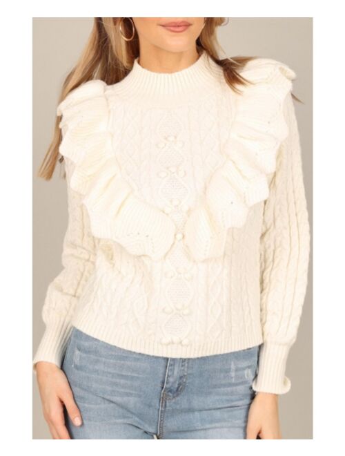 Petal & Pup PETAL AND PUP Womens Annette Frilled Knit Sweater