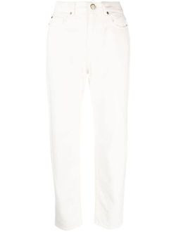 TWINSET embroidered-logo straight-leg denim trousers