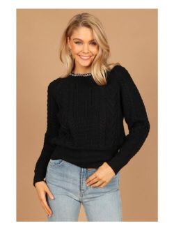 PETAL AND PUP Womens Liv Chain Detail Knit Sweater