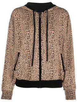 TWINSET leopard-print zip-up hoodie
