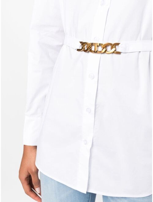 TWINSET chain-link belt poplin shirt
