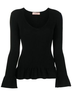 TWINSET ruffled-trim ribbed-knit top