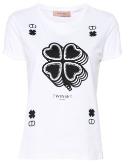 TWINSET clover-print cotton T-shirt