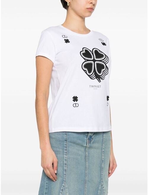 TWINSET clover-print cotton T-shirt