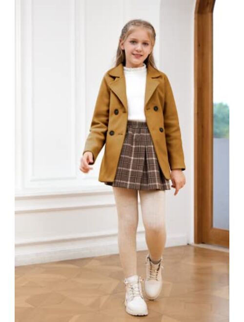 Runcati Baby Kids Boys Girls Classic Wool Blend Coat Winter Double Breasted Trench Coat Outwear Pea Coat Jacket with Belt
