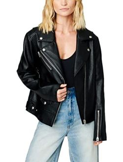 [BLANKNYC] Womens Luxury Clothing Vegan Leather Moto Jacket, Comfortable & Stylish Coat
