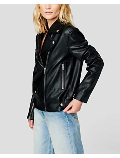 [BLANKNYC] Womens Luxury Clothing Vegan Leather Moto Jacket, Comfortable & Stylish Coat