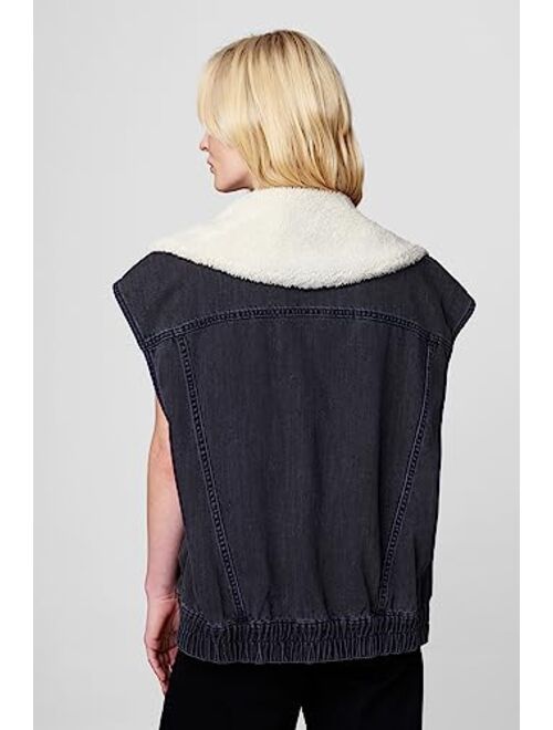 [BLANKNYC] Womens Luxury Clothing Denim and Sherpa Oversized Vest, Comfortable & Stylish