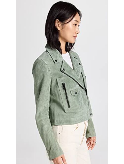 [BLANKNYC] Womens Luxury Clothing Real Suede Moto Jacket With Black Zipper Details, Comfortable & Stylish Coat