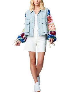 [BLANKNYC] womens Luxury Clothing Denim Trucker Jacket, Comfortable & Stylish Coat