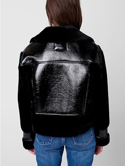 [BLANKNYC] Womens Vegan Leather Bonded Moto Jacket