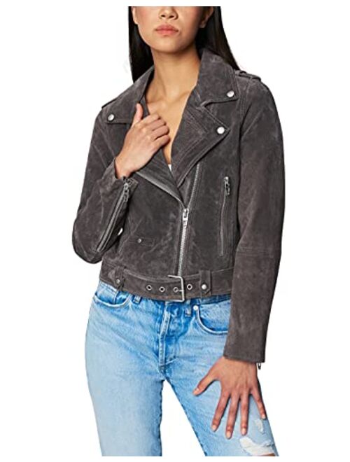 [BLANKNYC] Women Luxury Clothing Cropped Suede Leather Motorcycle Jackets, Comfortable & Stylish Coats