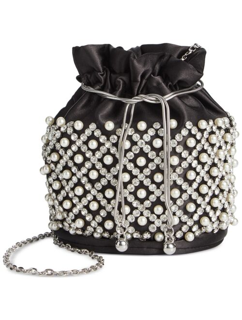 INC International Concepts I.N.C. INTERNATIONAL CONCEPTS Drawstring Imitation Pearl Bucket Bag, Created for Macy's