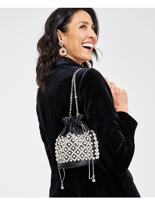 INC International Concepts I.N.C. INTERNATIONAL CONCEPTS Drawstring Imitation Pearl Bucket Bag, Created for Macy's