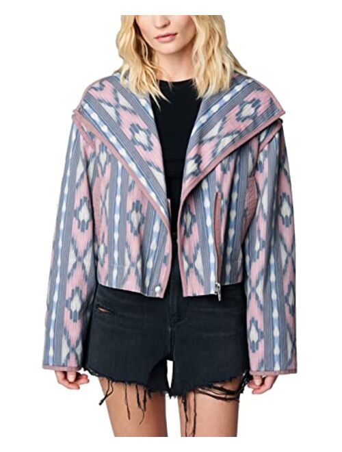 [BLANKNYC] Womens Luxury Clothing Printed Cotton Jacket, Comfortable & Stylish Coat