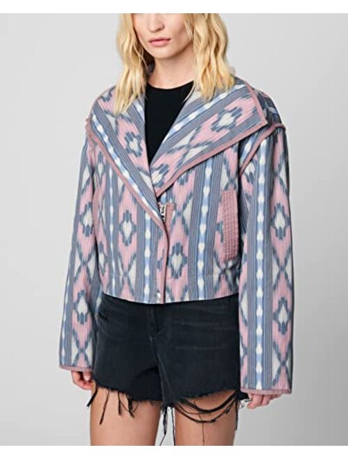 [BLANKNYC] Womens Luxury Clothing Printed Cotton Jacket, Comfortable & Stylish Coat
