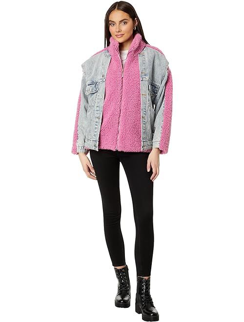 BLANKNYC Blank NYC Pink Sherpa and Denim Trucker Jacket in Candy Land