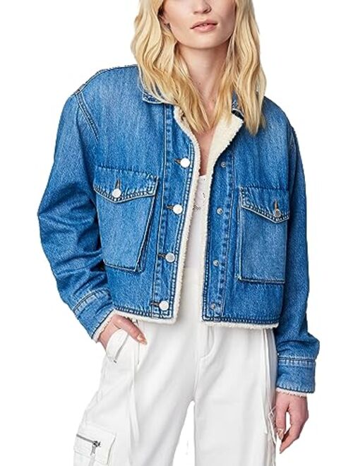 BLANKNYC Blank NYC Cropped Denim Jacket with Sherpa Lining in Crash Course