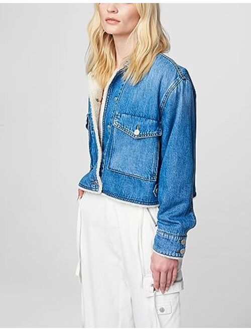 BLANKNYC Blank NYC Cropped Denim Jacket with Sherpa Lining in Crash Course