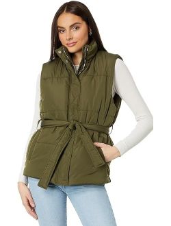 Blank NYC Nylon & Faux Sherpa Quilted Vest with Self Belt