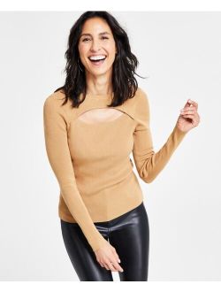 Ribbed Cutout Crewneck Sweater, Created for Macy's