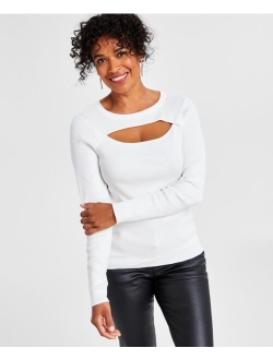 Ribbed Cutout Crewneck Sweater, Created for Macy's