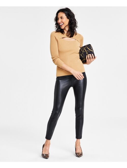 INC International Concepts I.N.C. International Concepts Ribbed Cutout Crewneck Sweater, Created for Macy's