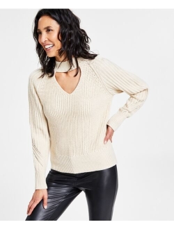 Women's Ribbed Keyhole Cutout Sweater, Created for Macy's