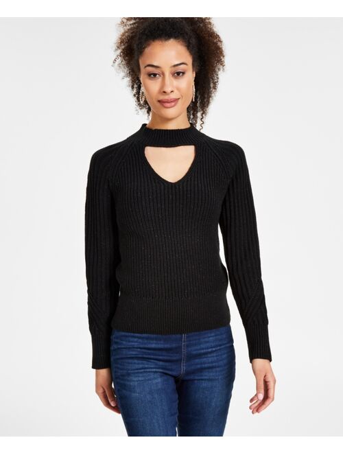 INC International Concepts I.N.C. International Concepts Women's Ribbed Keyhole Cutout Sweater, Created for Macy's
