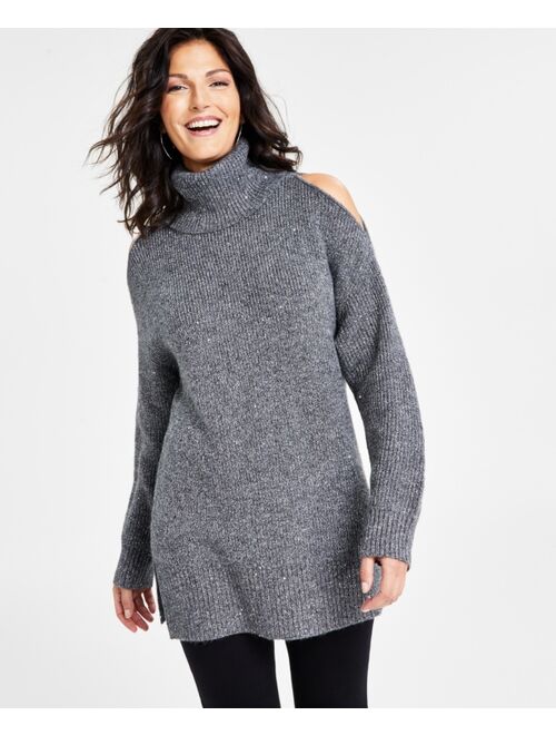 INC International Concepts I.N.C. International Concepts Women's Cold-Shoulder Turtleneck Sweater, Created for Macy's