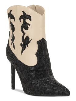 Women's Indigo Embellished Cowboy Booties, Created for Macy's