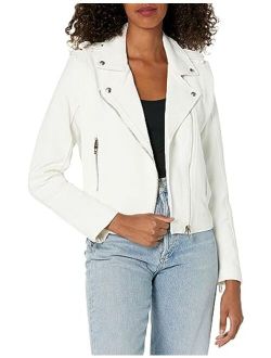 [BLANKNYC] womens Luxury Clothing Moto Jacket With Zipper and Pocket Detail, Comfortable & Stylish Coat
