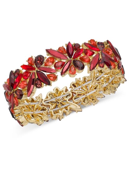 INC International Concepts I.N.C. International Concepts Gold-Tone Crystal Flower Stretch Bracelet, Created for Macy's