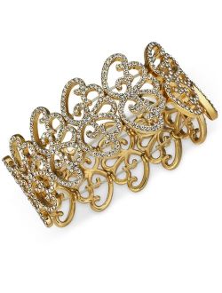 Silver-Tone Pav Openwork Stretch Bracelet, Created for Macy's