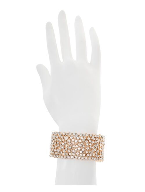 INC International Concepts I.N.C. International Concepts Wide Crystal Cluster Stretch Bracelet, Created for Macy's