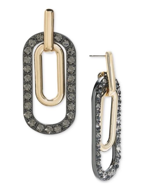 INC International Concepts I.N.C. International Concepts Two-Tone Crystal Oval Earrings, Created for Macy's