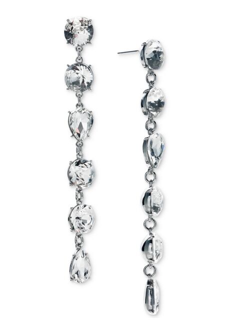 INC International Concepts I.N.C. International Concepts Silver-Tone Crystal Linear Earrings, Created for Macy's
