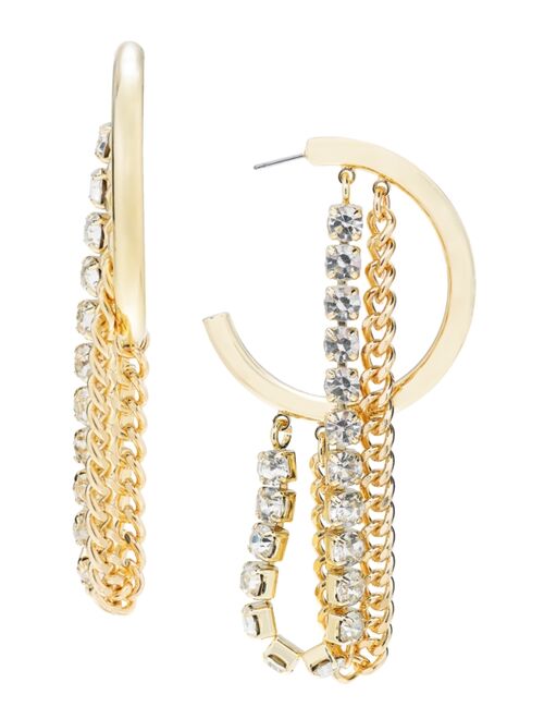 INC International Concepts I.N.C. International Concepts Crystal Chain Extra-Large Hoop Earrings, 3.05", Created for Macy's