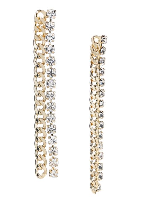INC International Concepts I.N.C. International Concepts Crystal Chain Linear Earrings, Created for Macy's