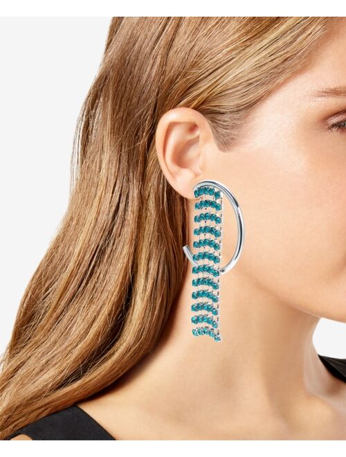 INC International Concepts I.N.C. International Concepts Silver-Tone Color Crystal Fringe C-Hoop Earrings, Created for Macy's