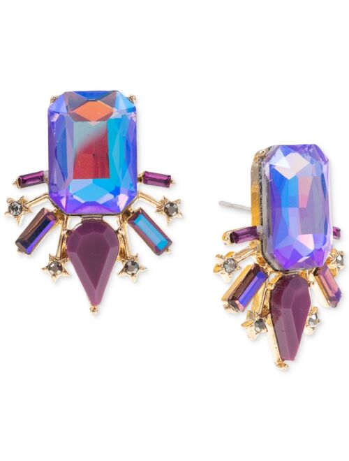 INC International Concepts I.N.C. International Concepts Gold-Tone Purple Mixed Stone Cluster Statement Stud Earrings, Created for Macy's