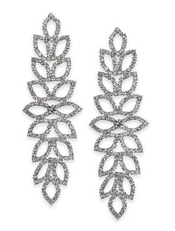 Silver-Tone Rhinestone Leaf Statement Earrings, Created for Macy's