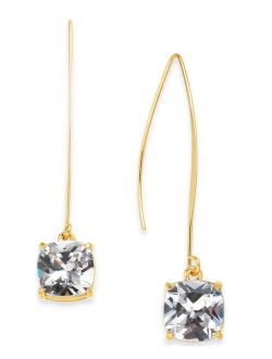 Gold-Tone Cubic Zirconia Square Linear Drop Earrings, Created for Macy's