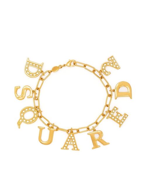 Dsquared2 crystal-embellished logo charm bracelet