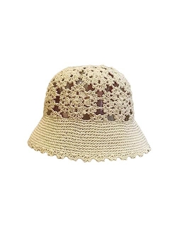 Lmtossey Summer Thin Section Hollow Crochet Hat Elegant Lady Casual Cap Outdoor Street Baseball Cap