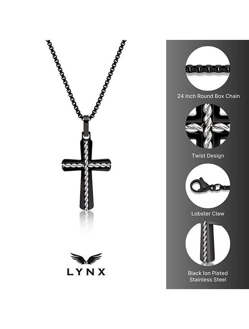 LYNX Stainless Steel Twist Center Cross Men's Pendant