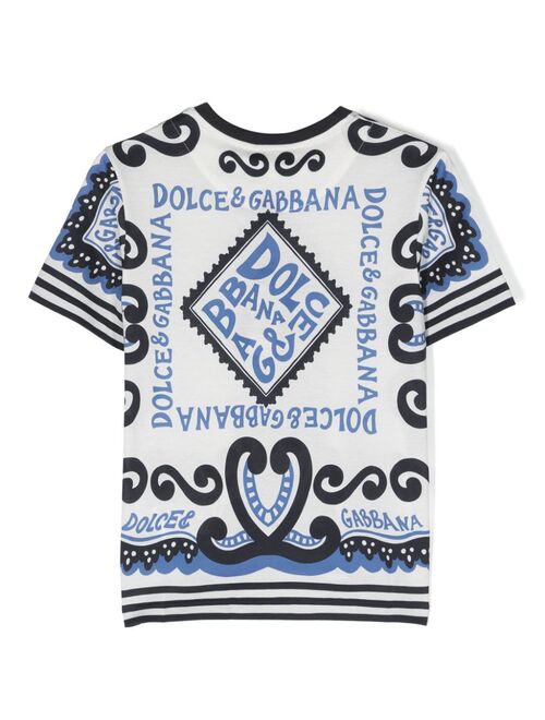 Dolce & Gabbana Kids Marina-print cotton T-shirt