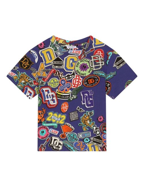 Dolce & Gabbana Kids sticker-print cotton T-shirt