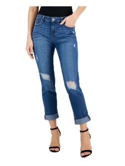 Women's Mid Rise Ripped Straight-Leg Jeans, Created for Macy's