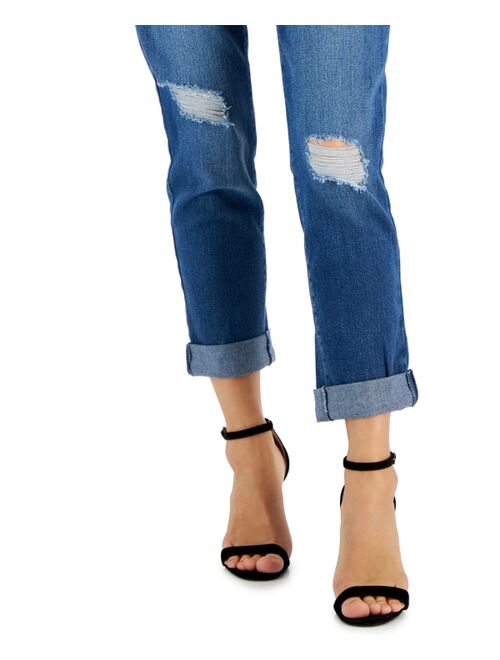 INC International Concepts I.N.C. International Concepts Women's Mid Rise Ripped Straight-Leg Jeans, Created for Macy's